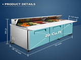 Orikool 72M IN Commercial Refrigerators Sandwich&Salad Prep Table with a Butcher Block Cutting W2095P410619