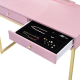 Coleen Pink & Gold Finish Vanity Desk W/Mirror & Jewelry Tray B2726P315739