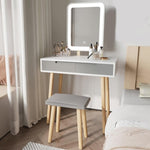 ZUN Vanity Set with Adjustable Brightness Mirror and Cushioned Stool, Dressing Vanity Makeup W2837P197837