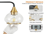 48" Modern 6-Light Vanity Wall Sconce - Black and Gold Bathroom Light Fixture with Clear Glass W1340P266140