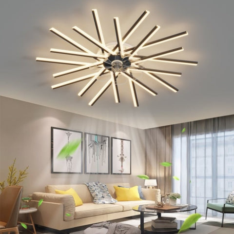 ZUN 45Inches Ceiling Fan with Lights Remote Control Dimmable LED, 6 Gear Wind Speed Fan Light W2009120013
