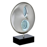 ZUN Ultra-Modern Design Table Lamp LED Lights Infinity Mirror Black and Silver Finish Antique Night Lamp B011P162530