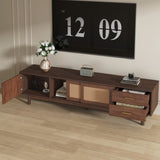 Mid Century Modern TV Stand for 80" TVs, Entertainment Center with Sliding Doors and Drawers, TV N710P257617P