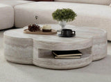 31.5" Clover Round Faux Marble Coffee Table No Assembly Required, Anti-Slip Raised Edge, Open W2664P462015