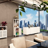 Large capacity multifunctional bamboo storage cabinet furniture for bathroom and living room white W2207P242507