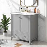 ZUN 30" Bathroom Vanity with Sink Combo, Multi-functional Bathroom Cabinet with Doors and Drawer, Solid 24014896