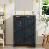 24x18x34 Inches Vintage Style Small Bathroom Vanity Combo with Ceramic Sink, 2 Soft-close Doors WF320828AAP