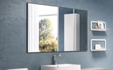 36x24 inches Modern Black Bathroom Mirror with Aluminum Frame Vertical or Horizontal Hanging W70837198