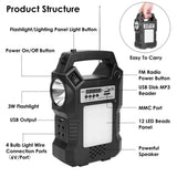 Portable Solar Power Station Rechargeable Backup Power Bank w/Flashlight 3 Lighting Bulbs For 16989603