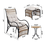 3 Pieces Wicker Outdoor Patio Furniture Set with Lounge Chair, Balcony Chairs Table Set with N780P209442N