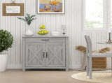Farmhouse Sideboard Cabinet with Barn Doors & Stone Top, Kitchen Buffet Cabinet with Drawer & 83957721