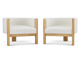 Upholstered Dining Chairs Set of 2, Natural Rubber Wood Frame and White Boucle Fabric, Modern N779P341538W