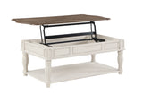 ZUN Oak and Antique White Coffee Table with Lift Top B062P209078