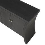 Refined Industrial 4-Door Credenza with Wooden Arc Legs & Bronze Clasps Advanced Storage Design, W1445P256466