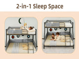 Sturdy Twin Over Full Metal Bunk Bed with Detachable Linen Storage Bags - Space-Saving Design for W1935P534743
