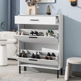 ZUN Shoe Cabinet, Freestanding Shoe Rack Organizer with Drawers & Metal Legs, Modern Shoe 14285067