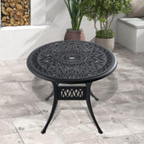 35.43-inch Cast Aluminum Patio Dining Table With Black Frame and Umbrella Hole W1710P166026