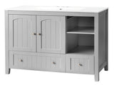 With Basin Grey MDF Lacquered Double Door & 2-Drawer Bathroom Vanity Cabinet with Decorative Molding 80408716