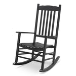 ZUN 68.5*86*115CM Square Wooden Rocking Chair Wavy Backboard Black 40856754