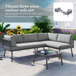 ZUN Modern Outdoor 3-Piece PE Rattan Sofa Set All Weather Patio Metal Sectional Furniture Set with 98475277