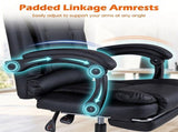 Vibration Massage Office Chair with Retractable Footrest, 90&deg-135&deg Reclining PVC Leather 34818232