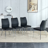 Four black dining chairs. Modern chairs from the Middle Ages. Made of PU material cushion and silver W1512P355785