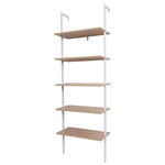 ZUN 5-Shelf Wood Ladder Bookcase with Metal Frame, Industrial 5-Tier Modern Ladder Shelf Wood 89161253