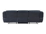 Modern Blue Dual Reclining Sofa with Center Drop-Down Cup Holders, Breathable Faux Leather B011P228161