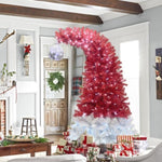 ZUN 6FT Hinged Fir Artificial Fir Bent Top Christmas, Xmas Bendable Santa Hat Style Christmas PX292920AAJ