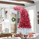 6FT Hinged Fir Artificial Fir Bent Top Christmas, Xmas Bendable Santa Hat Style Christmas PX292920AAJ