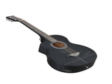 38 Inch Acoustic Guitar for Beginners, JF Body Shape, Basswood Folk Guitar in Matte Black, 6-String 06386937
