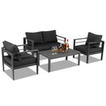 ZUN Aluminum Patio Furniture Set, 4 Pieces Modern Outdoor Conversation Set Sectional Sofa with Cushion 75618099