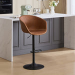 ZUN Adjustable Swivel Bar Stools, Mid-Century Modern PU Leather Upholstered Counter Height Bar Stool, W1143P173513