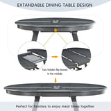 TREXM Wood Dining Table Round Extendable Dining Table for Dining Room WF299347AAE