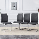 ZUN Luxury Simple Arch Chair - Set of 4 Dark Gray PU Material High Resilience Dining Chair with Arched W1151P154855