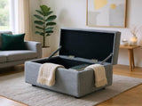 Dark Gray Corduroy Upholstered Ottoman with Black Round Rubber Feet 634343cm, Hidden 67751678