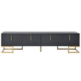 ON-TREND Modern TV Stand Metal Legs and Gold Handles for TVs Up to 80'', Media Console Table WF325614AAB