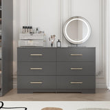 ZUN Black color Large 6 drawers chest of drawer dressers table with golden handle（Mirror not included） 11810823