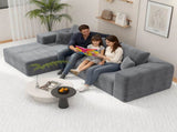 Modular Corduroy Sectional Sofa with Chaise Lounge, All-Foam Deep Seat Couch, Soft Wide-Wale 36871977