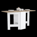 Gateleg Folding Table Space-Saving with Compact Design, White / Macadamia - Living Room B070137833