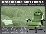 Ergonomic Gaming Chair with Pocketed Spring Cushion, Breathable Fabric Computer Chair with Footrest, 46562165