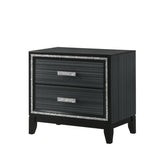 Contemporary Bedroom Furniture Black Finish Nightstand with Two Drawers Wooden 1pc Shimmering Silver B2741P323097