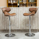 Masaccio Upholstery Airlift Adjustable Swivel Barstool with Chrome Base, Set of 2, Camel T2574P164834