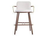 Chaya Indoor Upholstered Bar Stool with Metal Frame, Walnut Finished and Beige Upholstery, Set of 2 N775P340830B