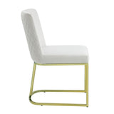 White and Gold Side Chair with Metal Base B062P209295