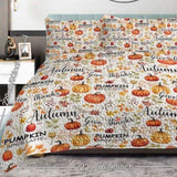 Pumpkin Autumn Leaves Design Quilt Set 3 Pieces Queen Size All Seasons Bedding Quilt Bed Set with 2 96849321