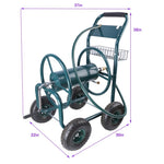 ZUN Garden Hose Reel Cart - 4 Wheels Portable Garden Hose Reel Cart with Storage Basket Rust Resistant 19822772