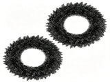 2 Pack 24in Black Pre-Lit Christmas Wreath, 179 Branch Tips, 35 Purple LED Lights, IP44 Timer, 09515485
