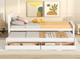 Twin Size Platform Bed with Trundle and Drawers, White WF298815AAK
