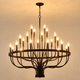 24-Light Black Chandelier Industrial Iron Candle Chandelier Modern Suspended Farmhouse Chandeliers W1592P263600